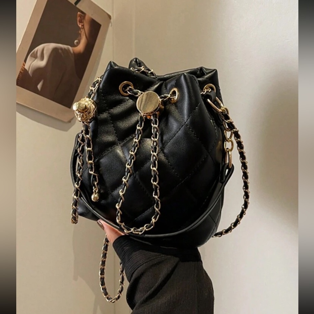 Quilted Black Vegan Leather Crossbody Bag - Picture 7 of 11
